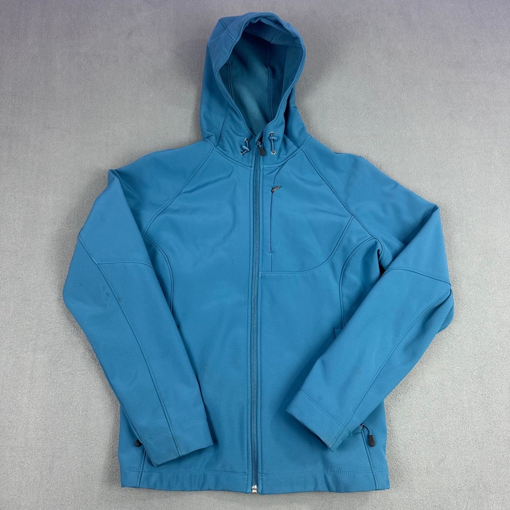 Kirkland Signature Womens Softshell Jacket Teal Blue Hooded Fleece Lined Large
